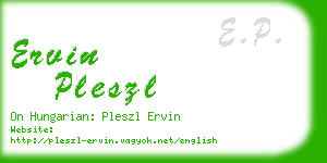 ervin pleszl business card